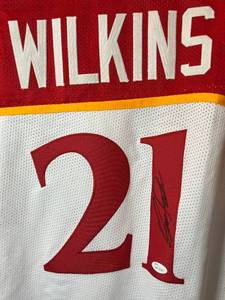 lot 8 image: Dominique Wilkins Signed Jersey with JSA Certification, no size found but likely XL-XXL, Atlanta Hawks Basketball Autograph