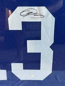 lot 5A image: ODell Beckham Jr. Signed Jersey Custom Framed and Matted with JSA Certification 44x36, New York Giants Football