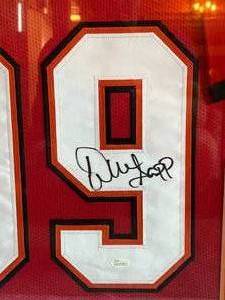 lot 6A image: Warren Sapp Signed Jersey Custom Framed and Matted with JSA Certification 44x36, Tampa Bay Buccaneers Football
