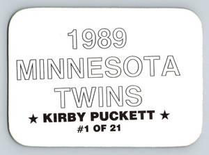 lot 1B image: Kirby Puckett Signed 1989 Minnesota Twins Set #1 Signed Baseball Card
