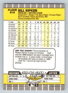 lot 2B image: Billy Ripken F Face Iconic Error Card - 1989 Fleer #616 Baseball
