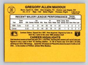 lot 53B image: Greg Maddux RC 1987 Donruss Rated Rookie #36 Rookie Baseball Card