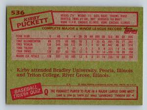 lot 56B image: Kirby Puckett RC 1985 Topps #563 Minnesota Twins Vintage Rookie Baseball Card