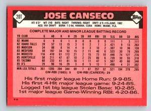 lot 57B image: Jose Canseco RC - 1986 Topps Traded #20T Rookie Vintage Baseball Card