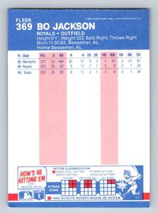 lot 58B image: Bo Jackson RC 1987 Fleer #369 Rookie Baseball Card