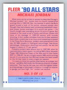 lot 60B image: Michael Jordan 1990 Fleer Allstars Insert Set #5 Basketball Card
