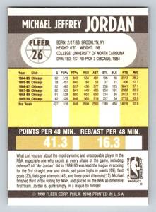 lot 83 image: Michael Jordan 1990-91 Fleer #26 Basketball Card