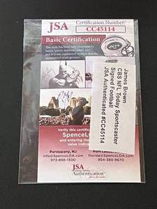 lot 86 image: James Brown CBS Sportscaster Signed Official NFL Wilson Tagliabue Football with JSA Certification
