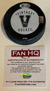 lot 89 image: Don Beaupre Signed Minnesota North Stars Hockey Puck with COA
