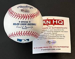 lot 100 image: Miguel Sano Signed Baseball with Fan HQ COA Minnesota Twins Baseball