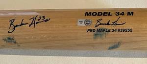 lot 107 image: Brendan Harris Signed and Game Used with MLB Certification Minnesota Twins Baseball Bat