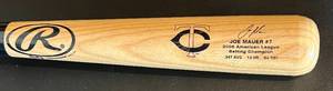 lot 112 image: Joe Mauer Stadium Giveaway Commemorative  Minnesota Twins Baseball Bat