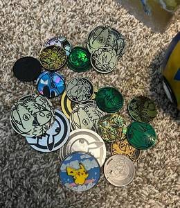 lot 130 image: Large Box of Various Pokmon Items - Pokeballs, Container, Coins, Binders