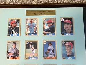 lot 133 image: 1987 Minnesota Twins World Series Team of Destiny Framed and Matted 1987 Topps Team Card Set - Kirby Puckett