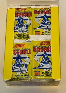 lot 139 image: 1990 Score Baseball Cards Wax Pack Box, 36 Packs