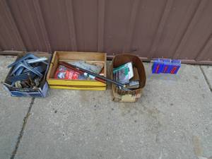 Qty of 3 boxes misc hardware. Shelf brackets etc. As shown.