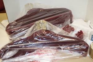 lot 69 image: NEW Joy Mangano Huggable Hangers - Burgundy 36 & clips