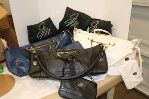 lot 85 image: Handbags (3) Black, Blue and Off white - Definitely Unique
