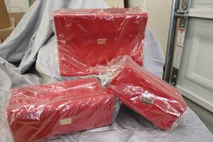 lot 128 image: NEW Joy CleanBoss Store Everything RED travelstorage 3 piece set RED