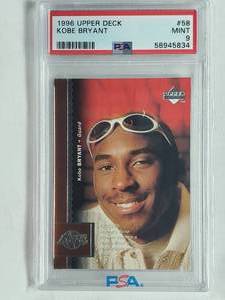 lot 9 image: Kobe Bryant Rookie 1996 Upper Deck No. 58, PSA 9 Mint