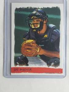 lot 27 image: Joe Mauer Rookie 2002 Topps Gallery No. 186