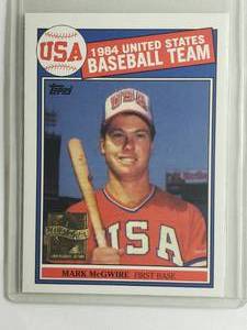 lot 39 image: Mark McGwire 1984 United States Baseball Team Topps No. 401