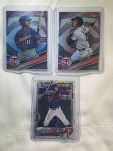lot 76 image: Lot of 3 Refractors Bryan Acuna 2022 Bowmans Best No. TP-14, Brooks Lee 2022 Bowmans Best No. TP-6, Gilberto Celestino 2021 1st Bowman BCP232