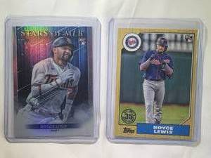 lot 78 image: Lot of 2 Royce Lewis Rookie Topps Stars of MLB No. SMLB-84, Topps 35th Anniversary Rookie No. 87TBU-3