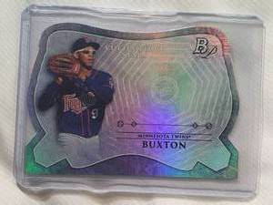 lot 86 image: Byron Buxton Rookie 2014 Bowman Platinum Die Cut Foil No. CES-BB