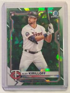 lot 107 image: Alex Kirilloff Rookie Bowman Chrome Sapphire Green No. 3, Numbered 3125