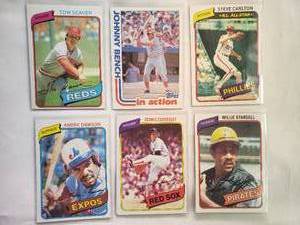 lot 128 image: Lot of 6 Vintage MLB Johnny Bench, Andre Dawson, Steve Carlton, Tom Seaver, Willie Stargell, Dennis Eckersley