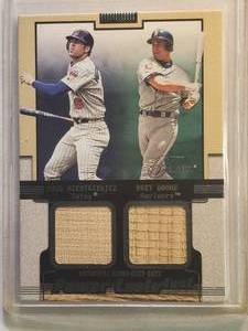 lot 135 image: Fleer 2002 Dual Relic Doug Mientkiewicz of the Twins and Bret Boone of the Mariners