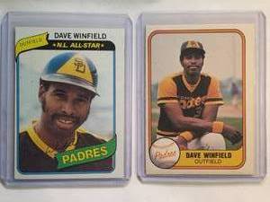 lot 169 image: Lot of 2 Dave Winfield N.L. All-Star 1980 Topps No. 230 & 1981 Tops No. 484