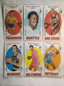 lot 181 image: Lot of 6 1969 Topps NBA Len Chappell No. 68, Howie Komives No. 71, Ray Scott No. 69, Clyde Lee No. 93, John Tresvant No. 58, Don Kojis No. 64
