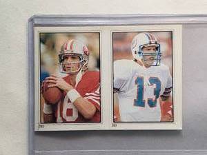 lot 207 image: Dan Marino No. 283 and Joe Montana No. 282 Rookie Stickers
