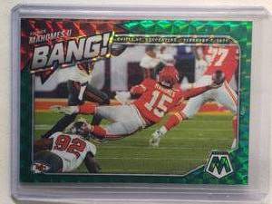 lot 218 image: Patrick Mahomes 2021 Panini Mosaic Bang Green Prizm No. B-2