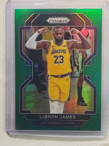 lot 240 image: Lebron James 2021-22 Panini Green Prizm No. 91