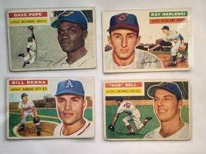 lot 270 image: Lot of 4 1956 Baseball Cards