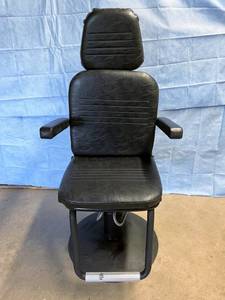 lot 12 image: WOW MSRP $3000 Reliance 3000 Manual Hydraulic Hi Low Full Recline Exam ENT Ophthalmic Chair Ink Bed - Black - Great Condition 