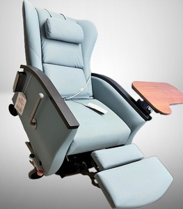 lot 4 image: WOW MSRP $8000 LUXURY COMFORT & STYLE Nemschoff Serenity 3 Geri Chair Recliner With Oversized Swing Over Table, Slide Out Foot Rest & Switch On Heat With The Press Of A Button - Great Working Condition