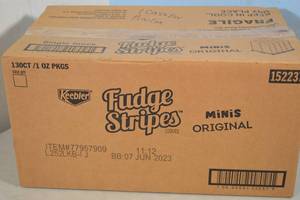 lot 34 image: Case of Keebler Fudge Stripes Minis Cookies