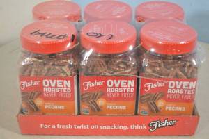 lot 65 image: 6-Pack Fisher Oven Roasted Mammoth Pecans Sea Salt Flavor