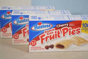 lot 114 image: 3ct Hostess Cherry Flavor Snack Size Fruit Pies 12-Pack