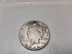 1928 Peace Silver Dollar Holed