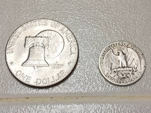 1976 Eisenhower Ike Dollar & 1943 Silver Quarter