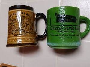 Advertising Cups Mugs Hawarden, Iowa & Royal Gorge, Colorado