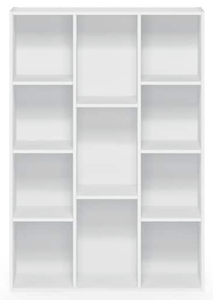 lot 51 image: FURINNO White 11-Cube Reversible Open Shelf Bookcase