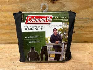 lot 53 image: COLEMAN PVCPOLYESTER RAIN SUIT- Size 3X4X- Black