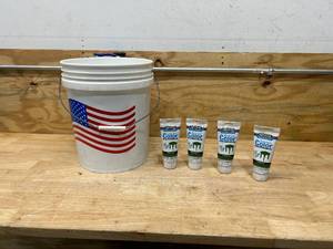lot 84 image: 5 Gallon Bucker Full of MINIWAX Express Color Water Based Wiping Stain & Finish (6 oz. each)- Emerald