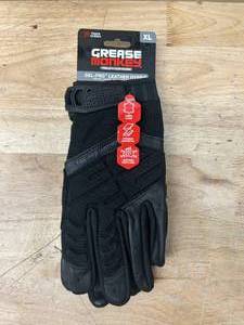 lot 44 image: GREASE MONKEY GEL-PRO Leather Hybrid Gloves- Black